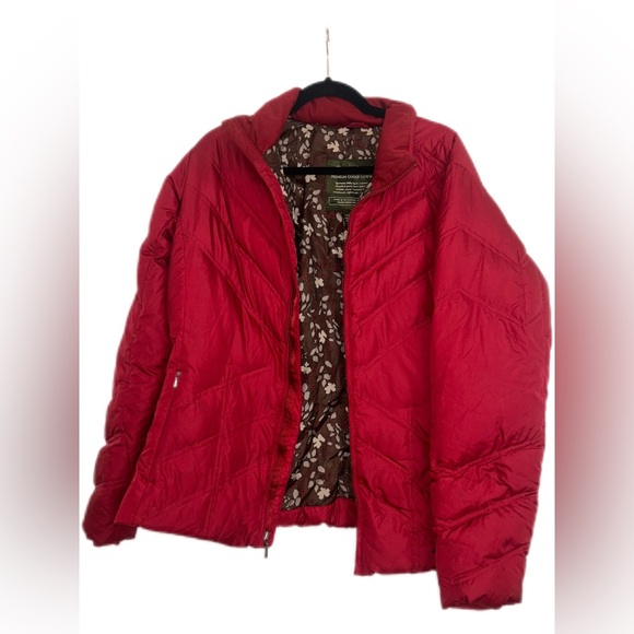 Eddie Bauer Vintage Premium Goose Down Red Quilted Jacket Size Large - Picture 1 of 10